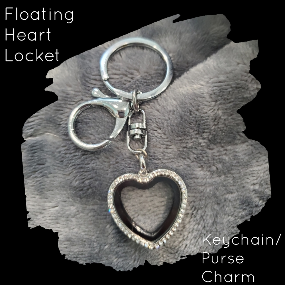 Floating Heart Locket Keychain / Purse Charm